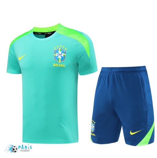 Soldes Maillot Foot Training Foot Brésil + Short vert 2024/25