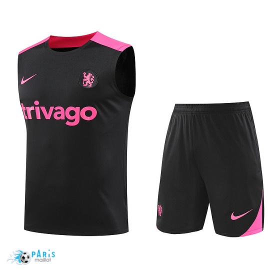 Flocage Maillot Foot Training Foot Chelsea Debardeur + Short noir 2024/25