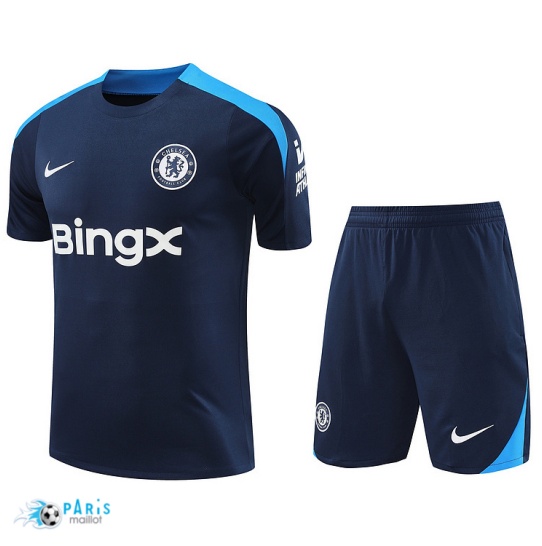 Soldes Maillot Foot Training Foot Chelsea + Short Bleu marine 2024/25