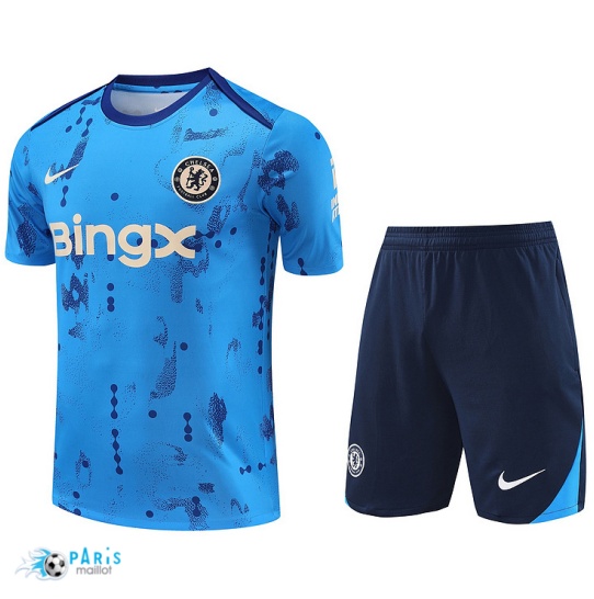 Prix Maillot Foot Training Foot Chelsea + Short Bleu 2024/25