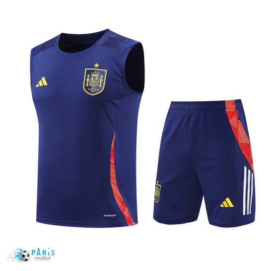 Soldes Maillot Foot Training Foot Espagne Debardeur + Short Bleu 2024/25