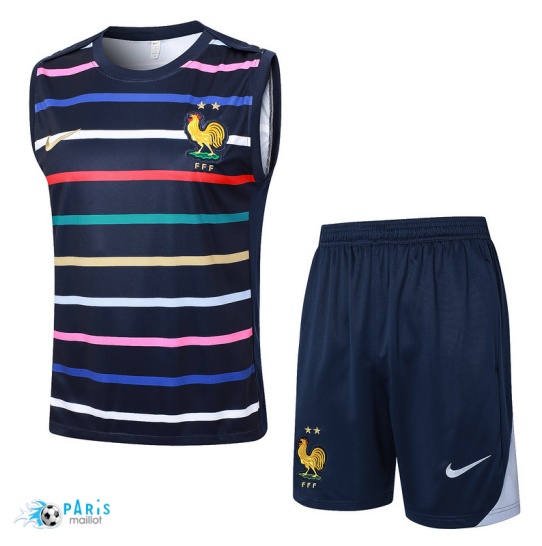 Acheter Maillot Foot Training Foot France Debardeur + Short Bleu marine 2024/25