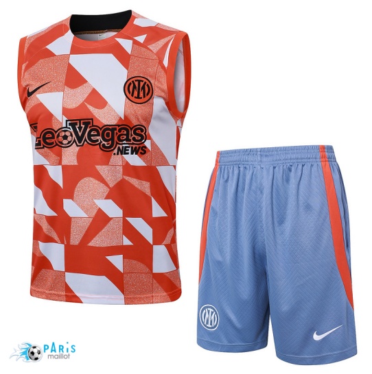 Soldes Maillot Foot Training Foot Inter Milan Debardeur + Short Orange 2024/25