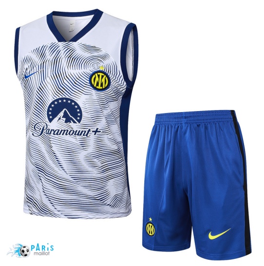 Créer Maillot Foot Training Foot Inter Milan Debardeur + Short Blanc 2024/25