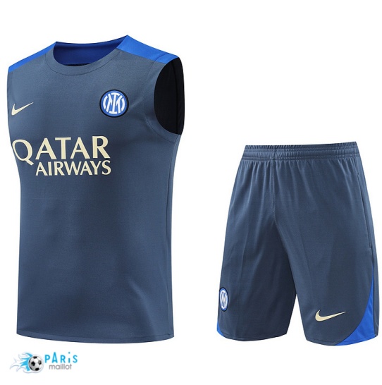 Flocage Maillot Foot Training Foot Inter Milan Debardeur + Short Gris 2024/25