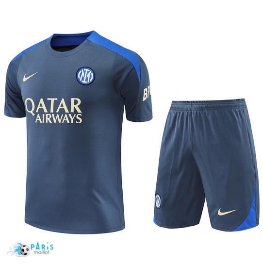 Flocage Maillot Foot Training Foot Inter Milan + Short Gris 2024/25