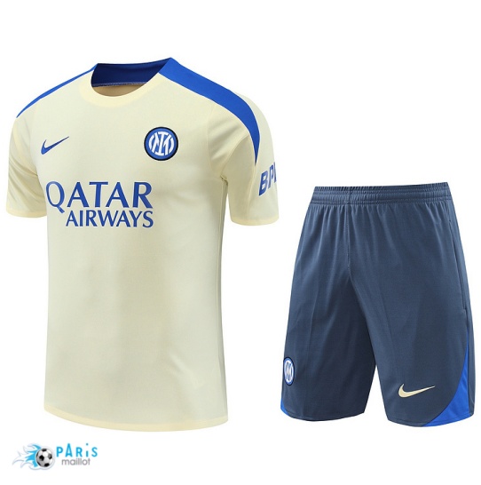 Soldes Maillot Foot Training Foot Inter Milan + Short jaune 2024/25