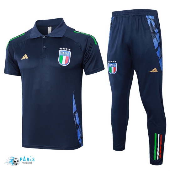 Soldes Maillot Foot Training Foot Italie Polo + Pantalon Bleu marine 2024/25