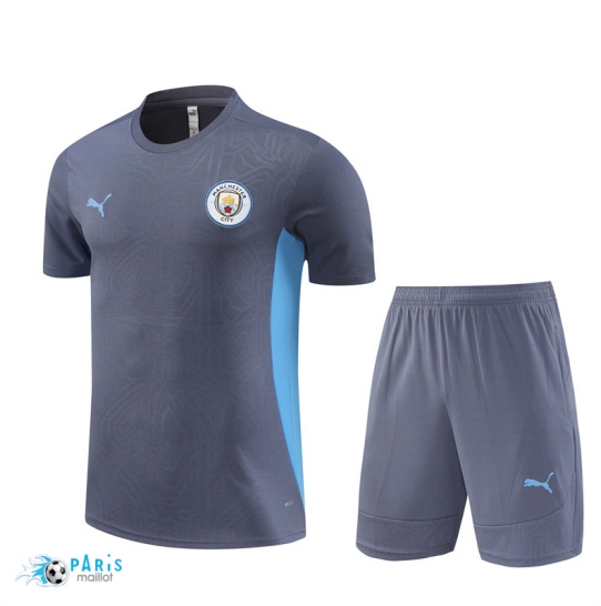 Créer Maillot Foot Training Foot Manchester City Enfant + Short gris foncé 2024/25