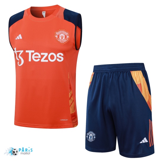 Site Maillot Foot Training Foot Manchester United Debardeur + Short Orange 2024/25