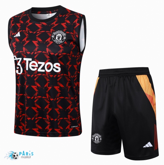 Prix Maillot Foot Training Foot Manchester United Debardeur + Short noir 2024/25