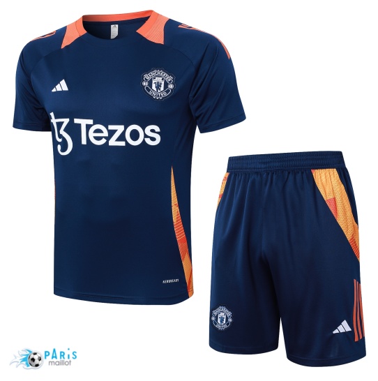 Soldes Maillot Foot Training Foot Manchester United + Short Bleu marine 2024/25