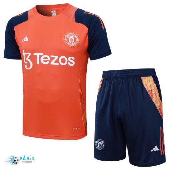 Prix Maillot Foot Training Foot Manchester United + Short Orange 2024/25