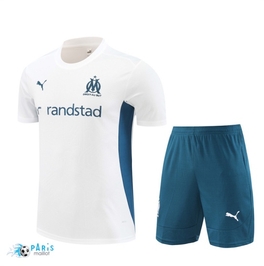 Achat Maillot Foot Training Foot Marseille Enfant + Short Blanc 2024/25