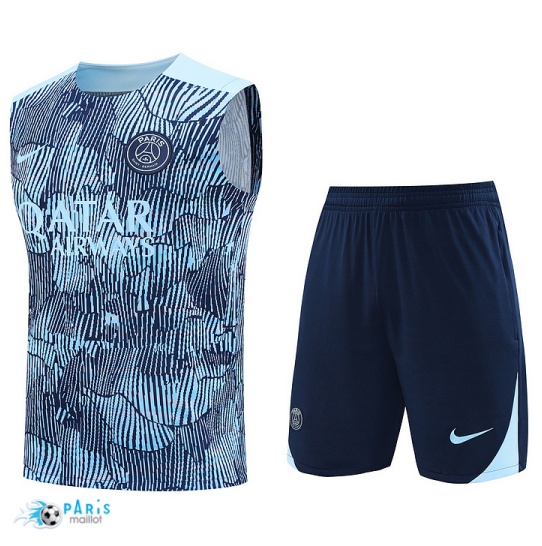 Flocage Maillot Foot Training Foot Paris Paris Saint Germain Debardeur + Short Bleu 2024/25