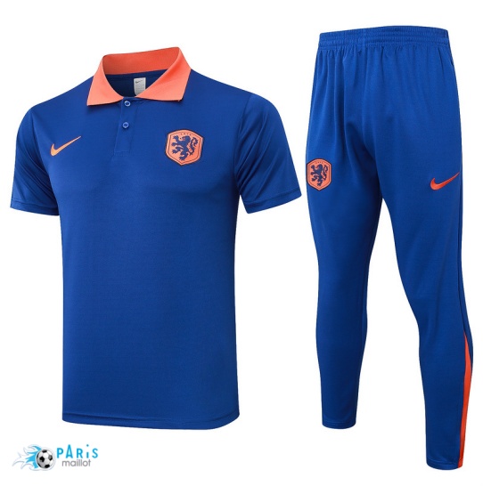 Acheter Maillot Foot Training Foot Pays-Bas Polo + Pantalon Bleu 2024/25