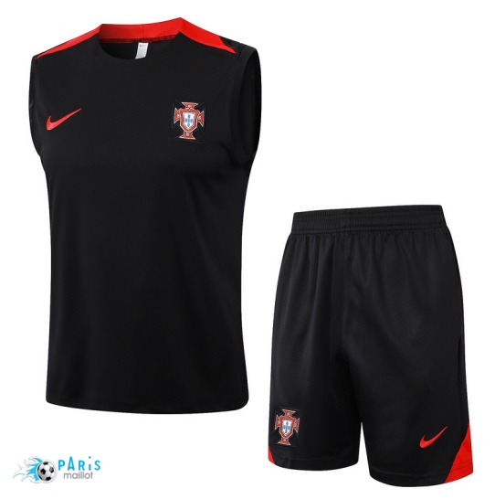 Nouveau Maillot Foot Training Foot Portugal Debardeur + Short noir 2024/25