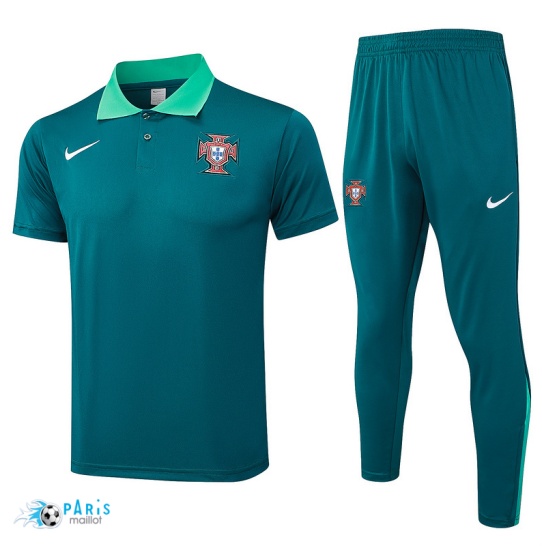 Flocage Maillot Foot Training Foot Portugal Polo + Pantalon vert 2024/25