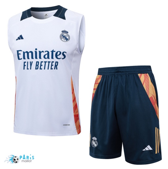 Prix Maillot Foot Training Foot Real Madrid Debardeur + Short Blanc 2024/25