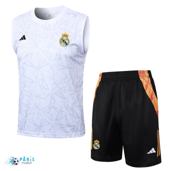 Créer Maillot Foot Training Foot Real Madrid Debardeur + Short Blanc 2024/25