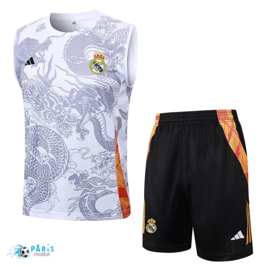 Acheter Maillot Foot Training Foot Real Madrid Debardeur + Short Blanc 2024/25