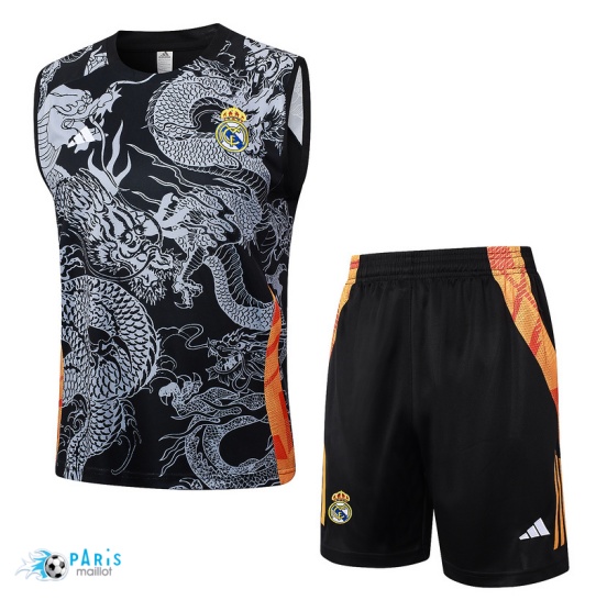 Nouveau Maillot Foot Training Foot Real Madrid Debardeur + Short noir 2024/25