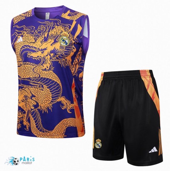 Flocage Maillot Foot Training Foot Real Madrid Debardeur + Short Violet 2024/25