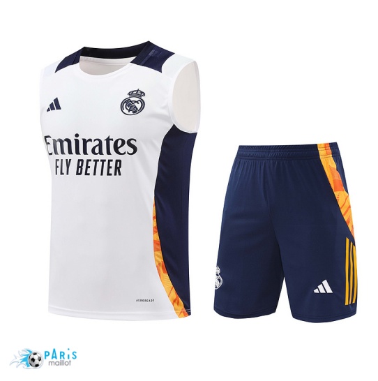 Site Maillot Foot Training Foot Real Madrid Debardeur + Short Blanc 2024/25