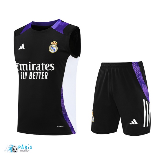 Prix Maillot Foot Training Foot Real Madrid Debardeur + Short noir 2024/25