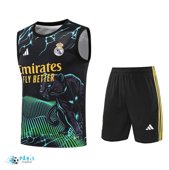 Soldes Maillot Foot Training Foot Real Madrid Debardeur + Short noir 2024/25