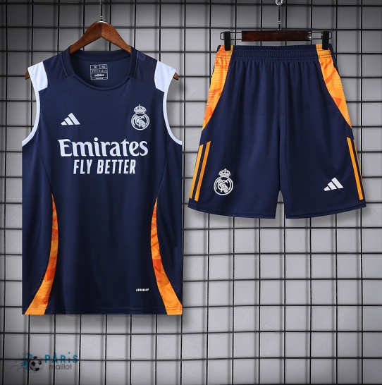 Créer Maillot Foot Training Foot Real Madrid Debardeur + Short bleu marine 2024/25