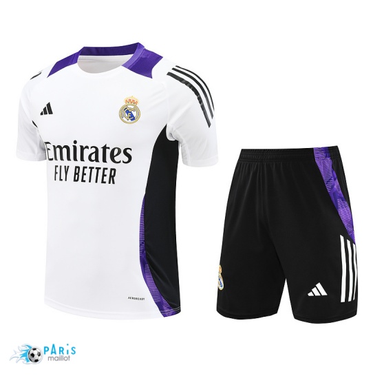 Nouveau Maillot Foot Training Foot Real Madrid + Short Blanc 2024/25