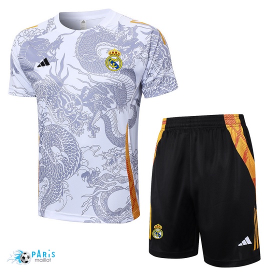 Soldes Maillot Foot Training Foot Real Madrid + Short Blanc 2024/25