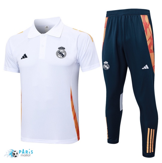 Achat Maillot Foot Training Foot Real Madrid Polo + Pantalon Blanc 2024/25