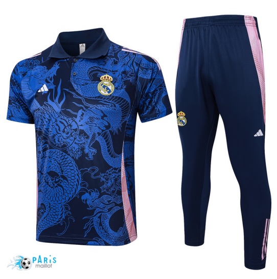 Prix Maillot Foot Training Foot Real Madrid Polo + Pantalon Bleu marine 2024/25