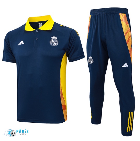 Soldes Maillot Foot Training Foot Real Madrid Polo + Pantalon Bleu marine 2024/25