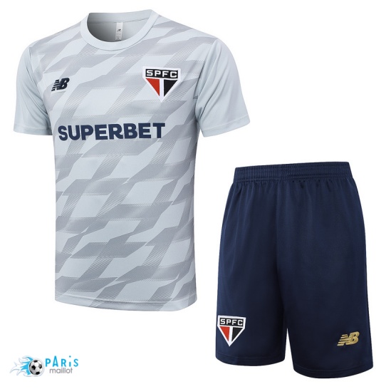 Site Maillot Foot Training Foot São Paulo + Short gris clair 2024/25