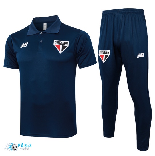 Soldes Maillot Foot Training Foot São Paulo Polo + Pantalon Bleu 2024/25