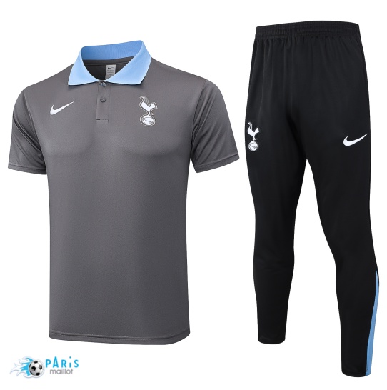 Soldes Maillot Foot Training Foot Tottenham Hotspur Polo + Pantalon gris foncé 2024/25