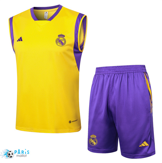 Acheter Training Foot Real Madrid Debardeur + Shorts jaune 2024/25