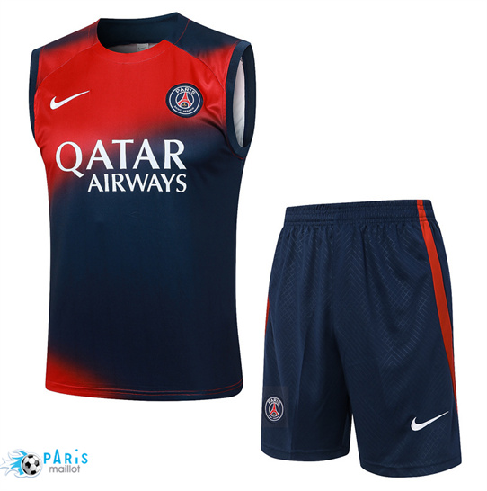 Acheter Training Foot Paris PSG Debardeur + Shorts rouge 2024/25