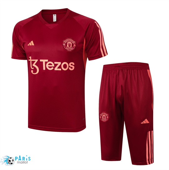 Prix Training Foot Manchester United + Shorts rouge bordeaux 2024/25