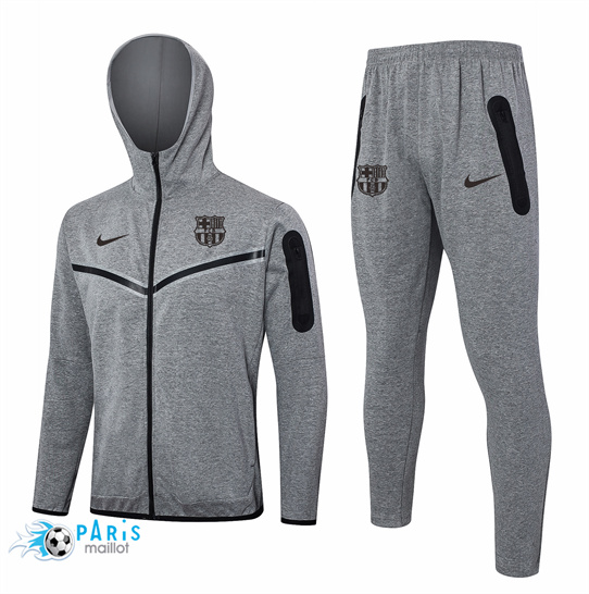 Nouveau à Capuche Veste Survetement Barcelone Gris 2024/25