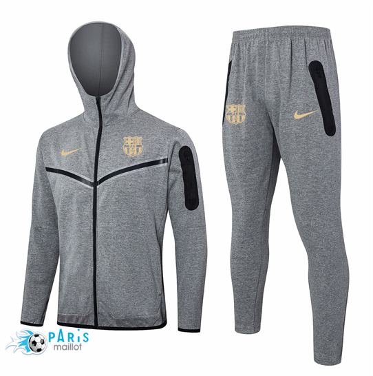 Discount à Capuche Veste Survetement Barcelone Gris 2024/25