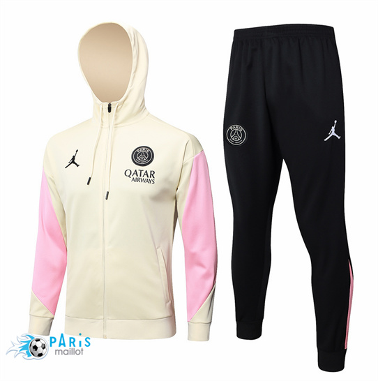 Soldes à Capuche Veste Survetement Paris PSG Jaune 2024/25