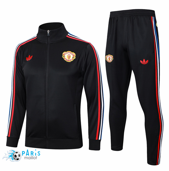 Soldes Veste Survetement Manchester United Noir 2024/25