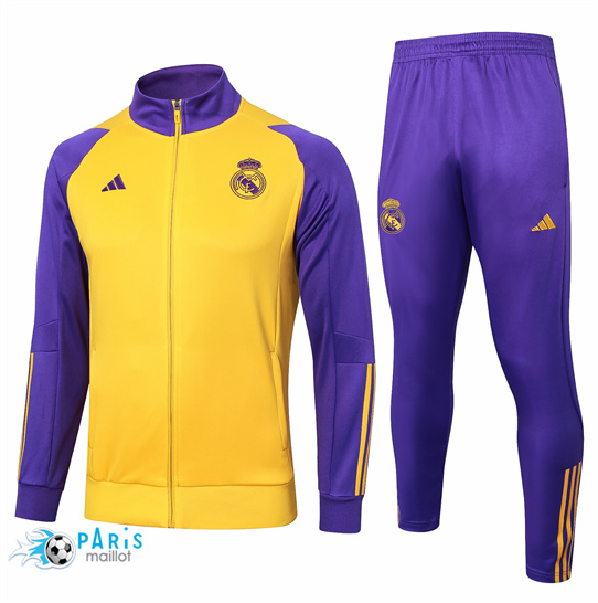 Soldes Veste Survetement Real Madrid Enfant Jaune 2024/25