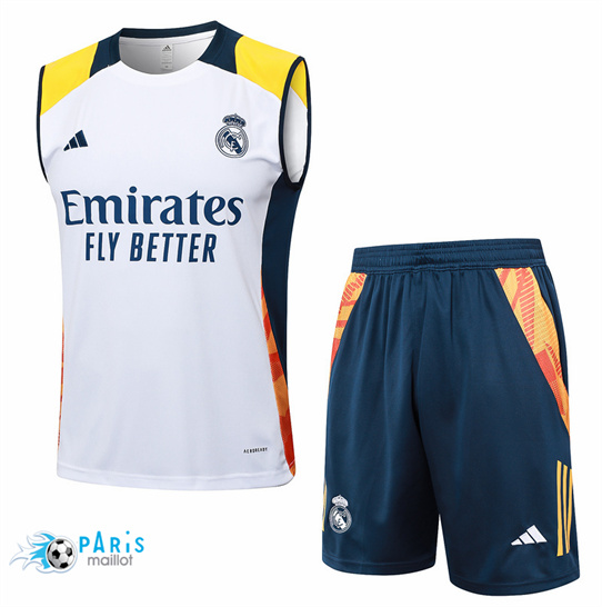 Nouveau Maillot Foot Real Madrid Debardeur + Short Blanc 2024/25