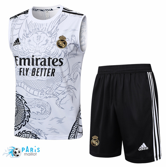 Créer Maillot Foot Real Madrid Debardeur + Short Blanc 2024/25