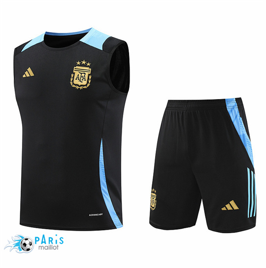 Nouveau Maillot Foot Argentine Debardeur + Short Noir 2024/25